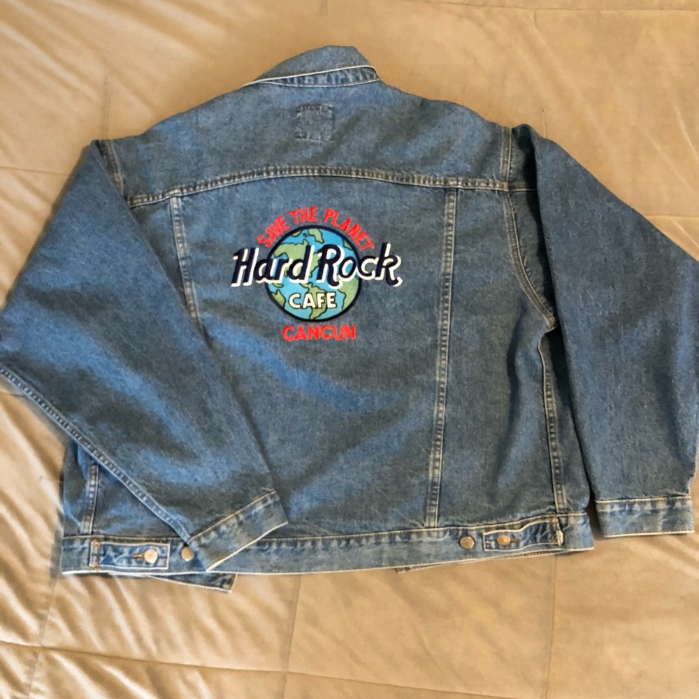 Mens Hard rock café Cancun denim jacket, color: blue, size: XL